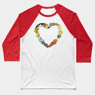 Dog Love Heart Baseball T-Shirt